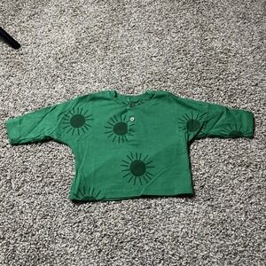 Mini Rodini Organic Baby LS Top Green Sun Print-56/62 (2-4 Months)